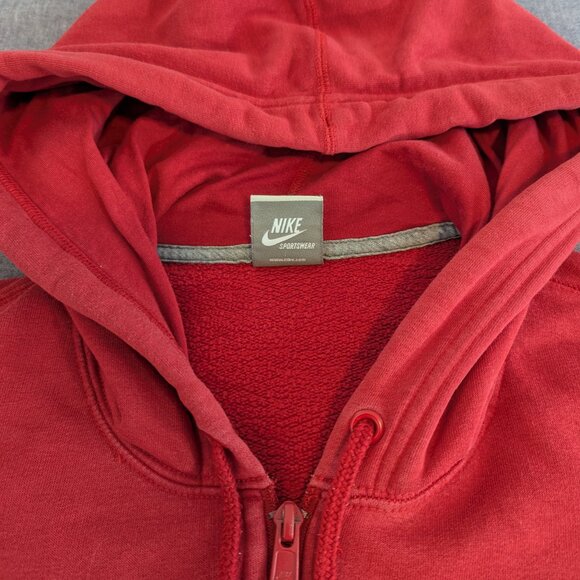Nike Vintage Y2K Men's Red and White Full-Zip Hoodie - Size L - Picture 8 of 13